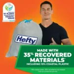 Hefty Ultra Strong 13 gallon Trash Bags, Tall Kitchen Trash Bags Made with Recovered Materials, Including Coastal Plastic, Gray, Seaside Breeze Scent, 40 Bags - Image 2