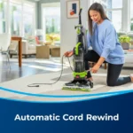 BISSELL PowerForce Helix Turbo Rewind Pet, Upright Vacuum, Pet Friendly, Automatic Cord Rewind, Powerful Pet Hair Pickup, Extra-Wide Cleaning Path, 3333, Black & Green - Image 3