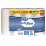 Great Value Soft & Strong Premium Toilet Paper, 36 Mega Rolls, 380 Sheets per Roll - Image 2