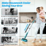 Amiluo Cordless Electric Mop, 5000 mAh Battery Spin Mop for Floor Cleaning, 400 RPM Power Scrubber with Water Spray, LED Headlights & Smart Display, Dual-Motor, Self-Propelled, Multi-Surface, M1 - Image 2