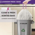 13 Gallon Trash Bags Lavender Scented (100 Count), Tall Kitchen Drawstring Garbage Bags 10-13 Gallon, High Density Bags (White) - Image 3