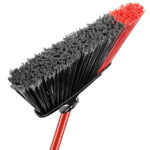 Libman High Power Angle Broom and Dustpan Red Steel Handle and Black Fibers - Image 2