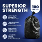 Plasticplace 55-60 Gallon Trash Bags │ 1.0 Mil │ Black Heavy Duty Garbage Can Liners │ 38” x 58” (100 Count) - Image 3