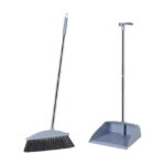 Long Handle Broom and Dustpan Set, Upright Standing Floor Sweeper with Squeegee for Home, Kitchen, Office, or Lobby - Image 2