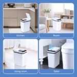 Bathroom Trash Can,2 Pack 2.5 Gallon Trash Cans with Lid,Automatic Trash Can for Kitchen with Garbage Bags,Small Trash Bin for Bathroom,Office,Kitchen,Bedroom - Image 2