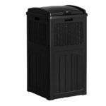 30 Gallon Trash Can, Resin Outdoor Garbage Can with Lid, Waterproof Hideaway Patio Waste Bins for Outside Use