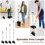 XXXFLOWER 54" Long Handle Heavy Duty Steel Dustpan with Broom and Dustpan (Black, Brown) - Image 2