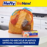 Hefty ReNew Orange Drawstring Bag for Hard to Recycle Plastics, Made with 20% Post-Consumer Recycled Materials, 20 Count - Image 2