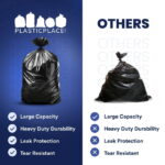 Plasticplace 55-60 Gallon Trash Bags │ 1.0 Mil │ Black Heavy Duty Garbage Can Liners │ 38” x 58” (100 Count) - Image 2