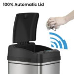 iTouchless 13 Gallon Touchless Sensor Kitchen Trash Can, Stainless Steel, Odor Filter System - Image 3