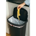 Mainstays Kitchen Trash Can, 11 Gallon Plastic Garbage Bin with Lift Top Lid, Black - Image 2
