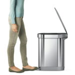 simplehuman 45 Liter / 12 Gallon Slim Hands-Free Kitchen Step Trash Can, Brushed with Plastic Lid - Image 3