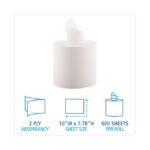 Boardwalk Perforated Center-Pull Commercial Hand Towels, 2-Ply, 6 Rolls, 600 Sheets per Roll, White - Image 2