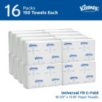 Kleenex Professional Universal C-Fold Folded Paper Towels, Bulk (01500), Absorbent, White (150 Sheets/Pack, 16 Packs/Case, 2,400 Sheet Total) - Image 2