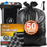 55 Gallon Trash Bags (50 Count)1.5 Mil,Heavy Duty Outdoor Garbage Bags for Office, Waste, and Storage Use