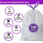 8 Gallon White Trash Bags with Lavender Scent, 100 Count, 6-8 Gallon Cans, Odor Control & Tear Resistant for Kitchen, Bathroom, Office Waste