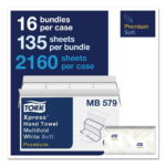 Tork Premium Soft Xpress 3-Panel Multifold Hand Towels Wipes 9.13 x 9.5, 135/Packs, 16 Packs/Carton