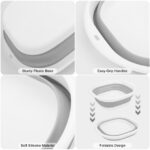 EEEkit Collapsible Dish Basin, Foldable Dish Tub, Space Saving Storage Container for Dishing, Gray - Image 2