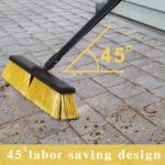 LandHope Push Broom for Outdoor,17.7"Wide Heavy-Duty Floor Scrub Brush Garage Broom, Yellow - Image 2
