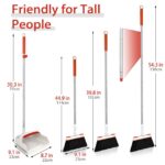 JEHONN Broom and Plastic Dust Pans Set for Home with 54 inches Long Handle (Grey&Red) - Image 2