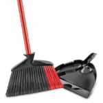 Libman High Power Angle Broom and Dustpan Red Steel Handle and Black Fibers - Image 3