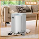 FDW Kitchen Stainless Steel Trash Can with Lid for Office Bedroom Bathroom10 Gallon/ 40L - Image 3
