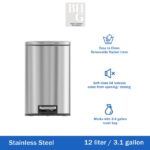 Better Homes & Gardens Bathroom Trash Can, 3.1 Gallon Small Stainless Steel Step Garbage Bucket Bin with Soft Close Lid, Silver - Image 2