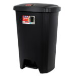 Hefty Kitchen Trash Can, 12.1 Gallon Plastic Step Garbage Bin with Foot Pedal Lid, Black - Image 2