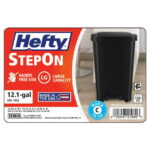 Hefty Kitchen Trash Can, 12.1 Gallon Plastic Step Garbage Bin with Foot Pedal Lid, Black - Image 3