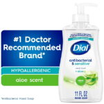 Dial Antibacterial & Sensitive Liquid Hand Soap, Hypoallergenic, Aloe Scent, 11 fl oz