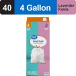 Great Value Drawstring Trash Bags 4 Gallon White Lavender Fields, 40 Bags