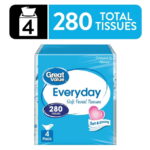 Great Value Everyday Soft Facial Tissues, 4 Cubes, 70 Tissues per Cube, 2-Ply, Compare to Kleenex®