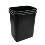 Highmark™ Rectangular Plastic Wastebasket, 6.5 Gallons, 15"H x 10"W x 14-1/4"D, Black, Pack Of 3