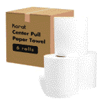 Karat 2-Ply Center Pull Commercial Paper Towel, White - Case of 6 rolls (3600 sheets)