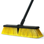 LandHope Push Broom for Outdoor,17.7"Wide Heavy-Duty Floor Scrub Brush Garage Broom, Yellow