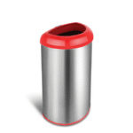 Nine Stars Open-Top Kitchen Trash Can, 13 Gallon Stainless Steel, Hands-Free Waste Bin, Silver and Red