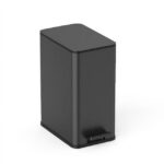 Nine Stars Step-On Bathroom Trash Can, 3 Gallon stainless steel, Pedal open, Hands-free Soft Close lid Garbage bin, Black