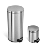 Nine Stars Kitchen Trash Can Combo, 13 and 1 Gallon Stainless Steel Step Garbage Bin with Soft Close Lid, Silver