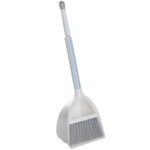 Small Broom and Dustpan Set Broomstick and Dust Pan Combo for Home Kitchen Room Kids Housework Cleaning Craft (White)