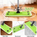 cisilov Microfiber Mops for Hardwood Floor Cleaning, Flat Floor Mop with 4 Washable Pads for Home Kitchen Bathroom, Green - Image 3