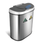 Nine Stars Dual Compartment Automatic Trash Can, 18 Gallon Stainless Steel, Motion Sensor Hands-Free Soft-Close Lid Garbage Recycle Bin, Silver