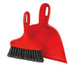 Libman High Power Whisk Broom and Dustpan Combo with Red Handle and Black Fibers - Image 2