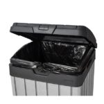 Keter Rockford 38 Gallon Resin Outdoor Kitchen Trash Can Duotech Garbage Can, Gray - Image 3