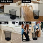 Black Mesh Trash Cans, 10-Pack 6 Gal Mesh Office Trash Can, Open Metal Wire Wastebaskets, Waste Basket Trash Can for Near Desk,Recycling Garbage Container Bin for Office, Home,School
