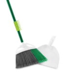 Libman Household Angle Broom and Dust Pan with Clean Fibers Comb, Green/White - Image 3