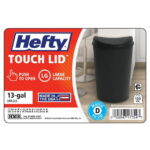 Hefty Kitchen Trash Can, 12.8 Gallon Plastic Touch Top Garbage Bin with Push Button Lid, Black - Image 3