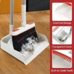 JEHONN Broom and Plastic Dust Pans Set for Home with 54 inches Long Handle (Grey&Red) - Image 3