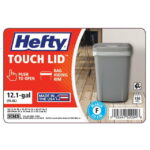 Hefty Kitchen Trash Can, 12.1 Gallon Plastic Touch Top Garbage Bin with Push Button Lid, Gray - Image 3