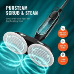 Pursteam ScrubMaster Steam Mop with Dual Scrubbing Head, LED Headlights, Adjustable Steam Control, Anti-Slip Swivel Head, Cable Holder & Upright Lock - Image 3