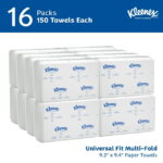 Kleenex Professional Universal Multifold Paper Towels, Bulk (01890), Absorbency Pockets, 9.2" x 9.4" Towel, White (150 Sheets/Pack, 16 Packs/Case, 2,400 Sheet Total) - Image 2